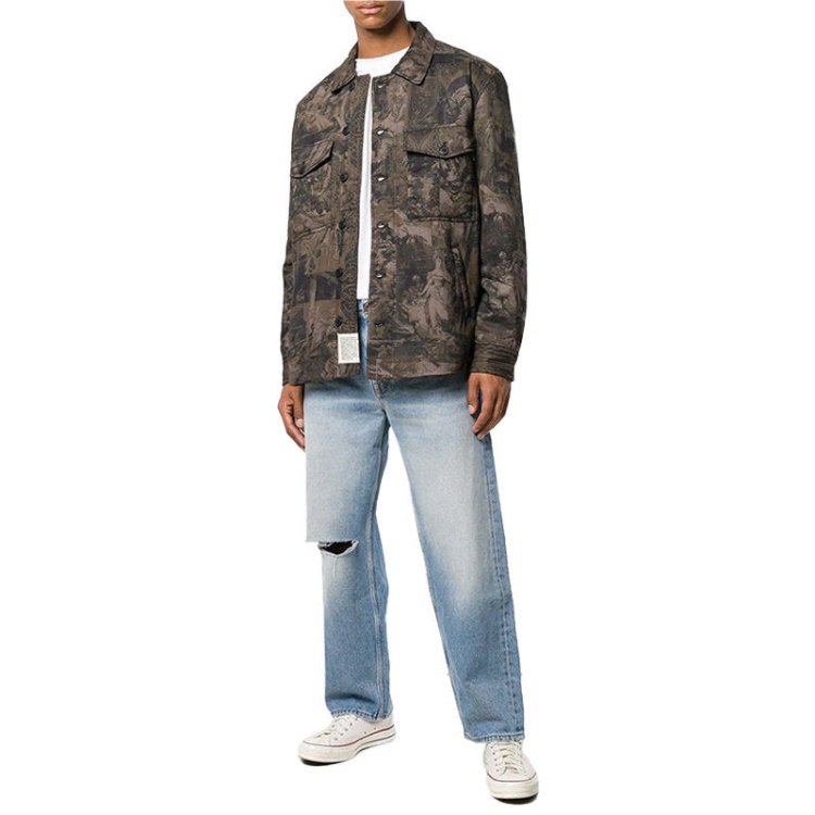 S Late Padd A Men's Shirt Jacket Graphical Prints Casual Camouflage Coat Diesel