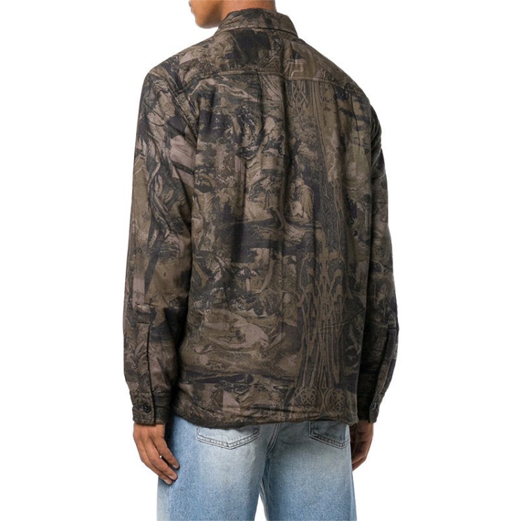 S Late Padd A Men's Shirt Jacket Graphical Prints Casual Camouflage Coat Diesel