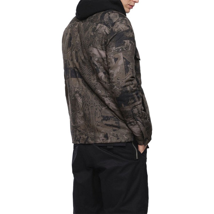 S Late Padd A Men's Shirt Jacket Graphical Prints Casual Camouflage Coat Diesel