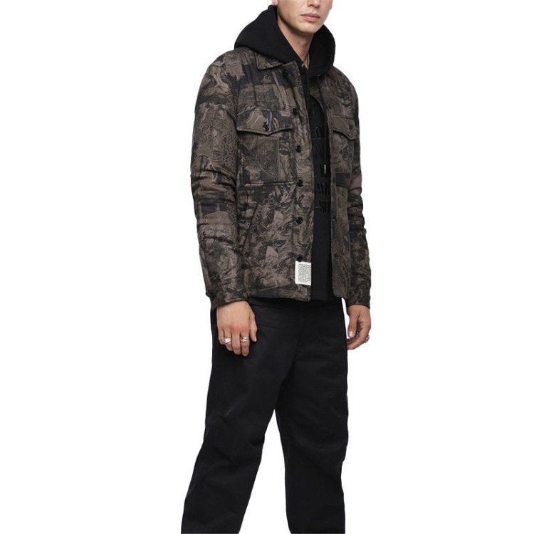 S Late Padd A Men's Shirt Jacket Graphical Prints Casual Camouflage Coat Diesel