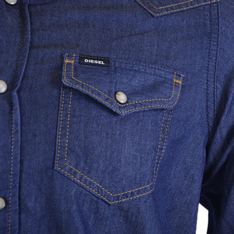 Diesel New Sonora E 0Bamp Men's Denim Shirt Long Sleeve Casual Plain Blue Shirt