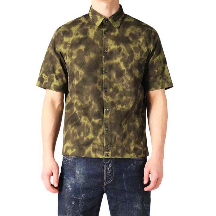 S Tigge Men's Shirt Regular Fit Casual Cotton Short Sleeve Work Office Diesel