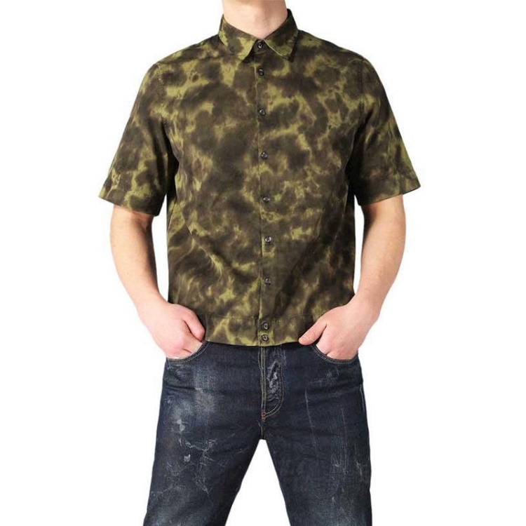 S Tigge Men's Shirt Regular Fit Casual Cotton Short Sleeve Work Office Diesel