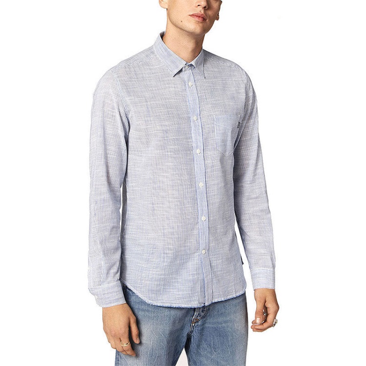 S Stryped Men's Shirt Regular Slim Fit Casual Cotton Long Sleeve Outwear Diesel