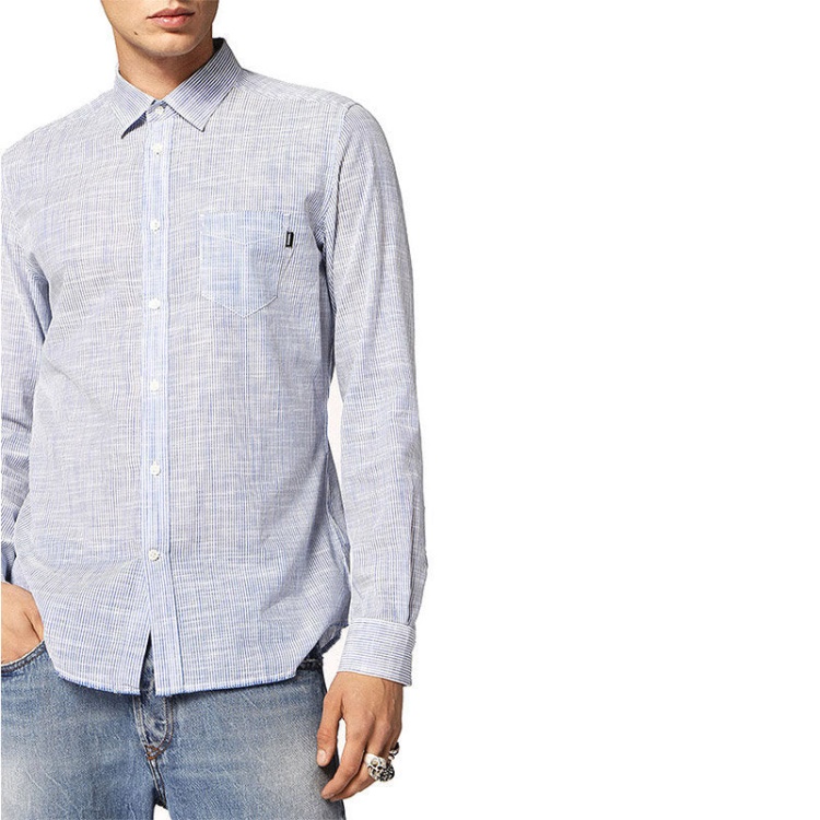 S Stryped Men's Shirt Regular Slim Fit Casual Cotton Long Sleeve Outwear Diesel