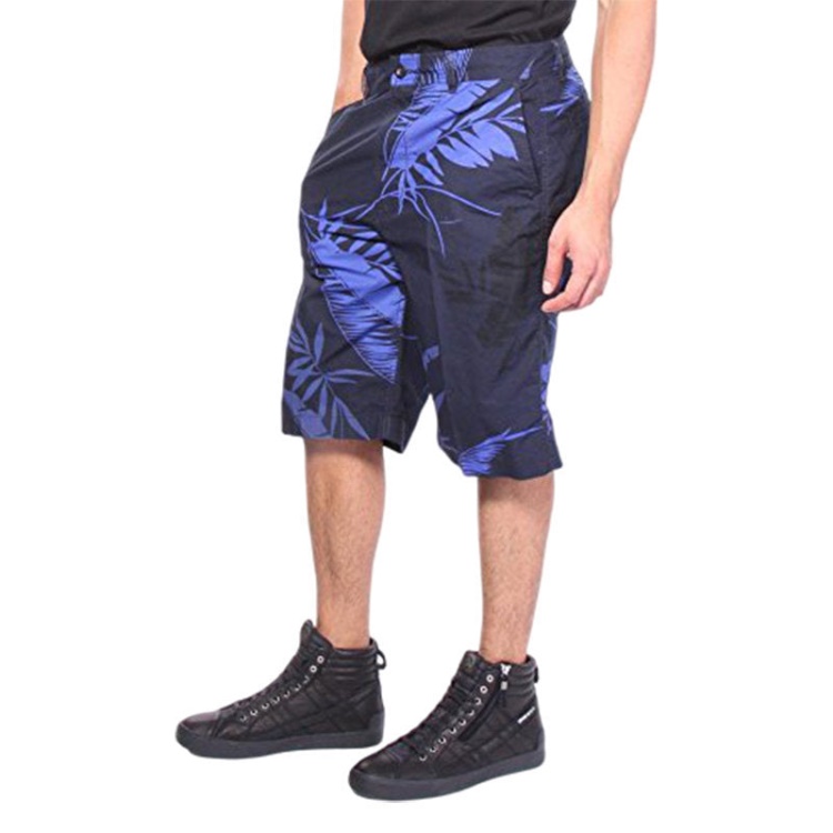 P Cooper Np 0Gajz Men's Shorts Floral Print Cotton Summer Casual Beachwear Diesel