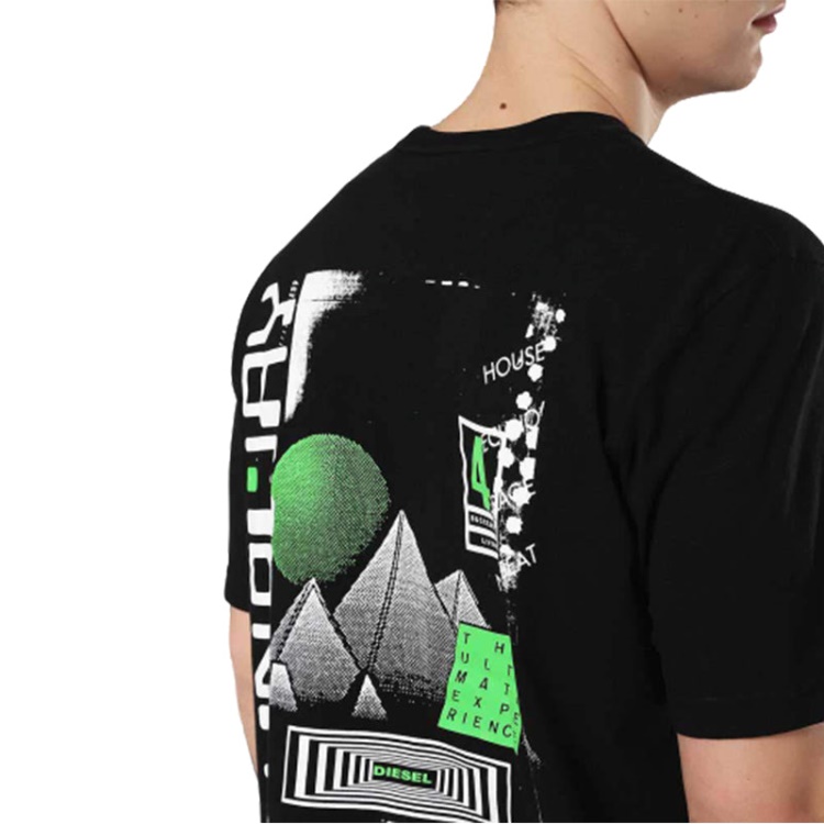Diesel T Just Zd 0Sayp 900 Men's T-Shirt Graphic Print Crew Neck Summer Black Tee