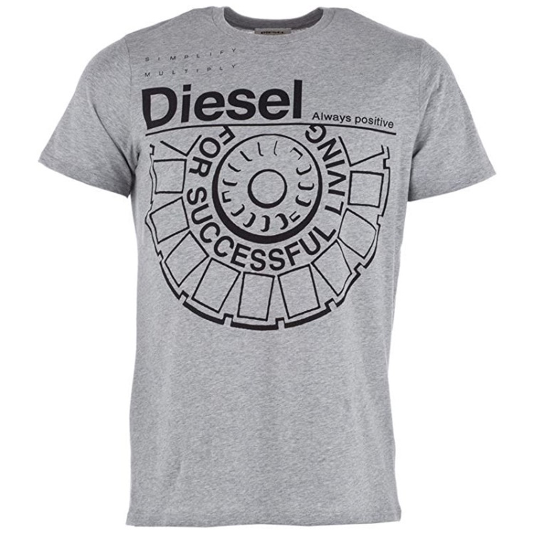 T Ballock R 0R91B Men's T-Shirt Grey Short Sleeve Cotton Casual Crew Neck Diesel
