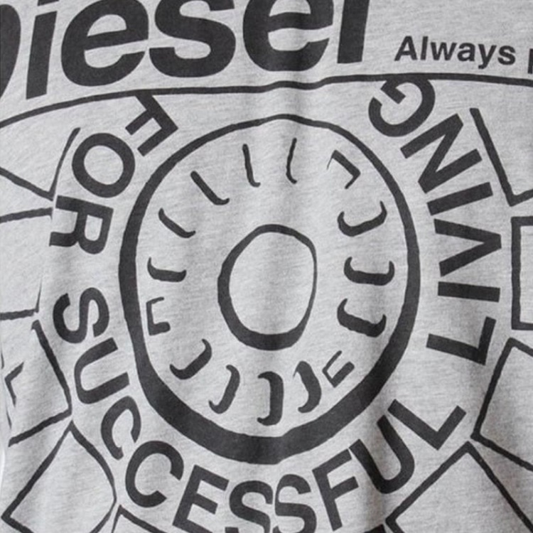 T Ballock R 0R91B Men's T-Shirt Grey Short Sleeve Cotton Casual Crew Neck Diesel