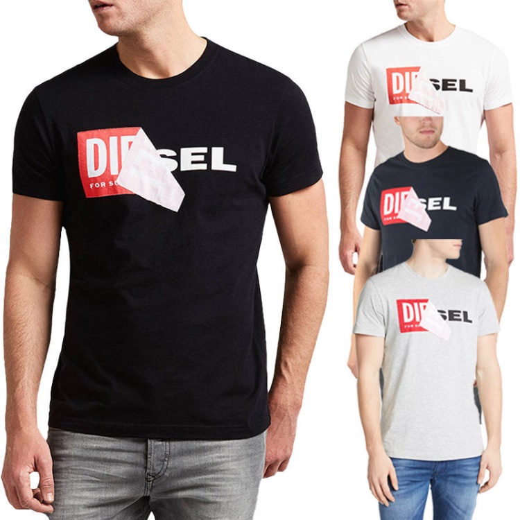 T Diego Qa Men's T Shirt Short Sleeve Crew Neck Slim Fit Casual Cotton Tee Diesel Grey/Black/White/Navy