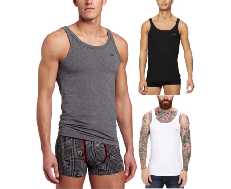 Diesel Bale Single Men's Tank Top Gym Muscle Bodybuilding Sleeveless Vest 1 Pack Grey/White/Black