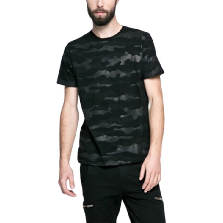 Diesel T Ozier Men T Shirt Short Sleeve Crew Neck Camouflage Black Casual Summer