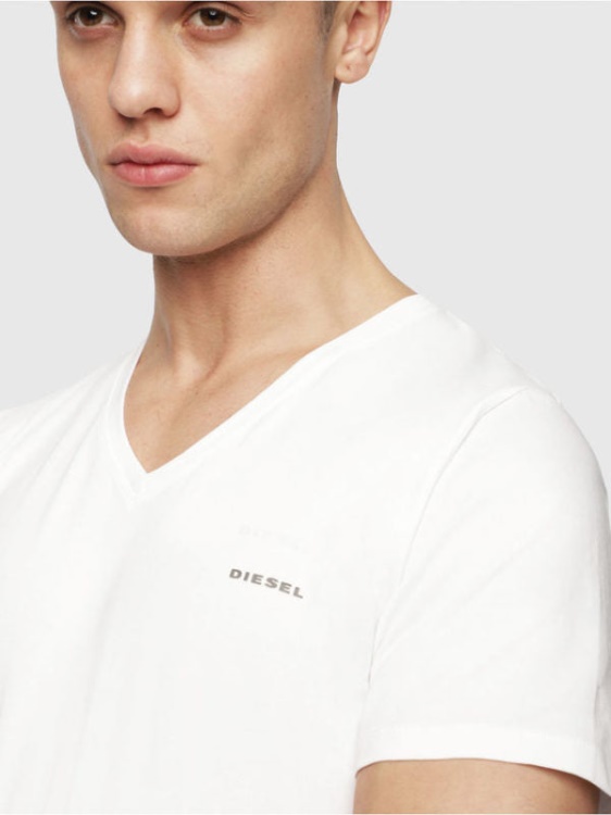 Diesel Umtee Michael Men's T Shirt 1X Pack Short Sleeve V Neck Casual Cotton Tees Black/White