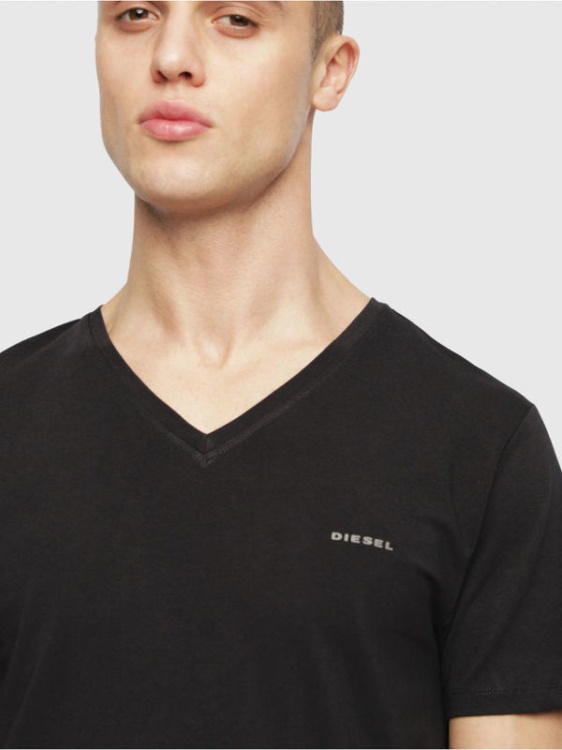 Diesel Umtee Michael Men's T Shirt 1X Pack Short Sleeve V Neck Casual Cotton Tees Black/White