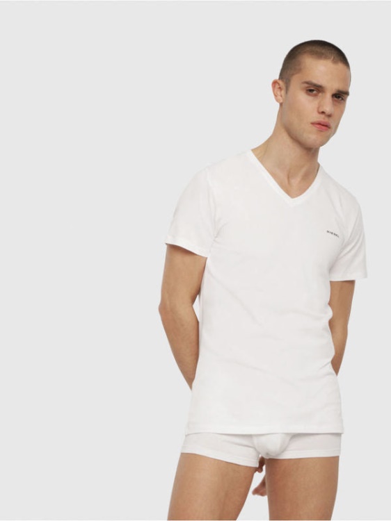 Diesel Umtee Michael Men's T Shirt 1X Pack Short Sleeve V Neck Casual Cotton Tees Black/White