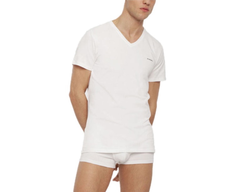 Diesel Umtee Michael Men's T Shirt 1X Pack Short Sleeve V Neck Casual Cotton Tees Black/White