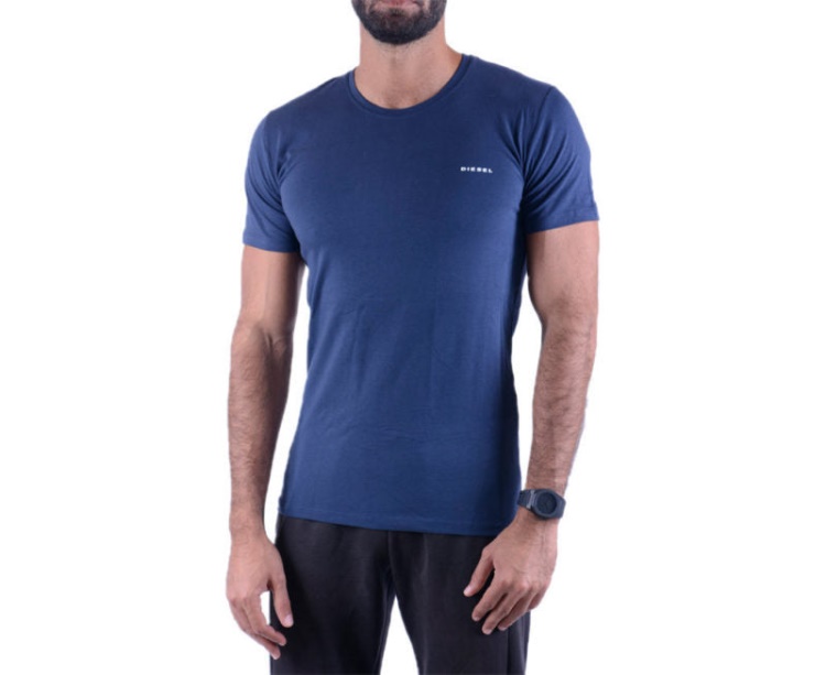 Umtee Randal Men's T Shirt 1X Pack Short Sleeve Crew Neck Basic Tees Diesel Navy/White/Grey