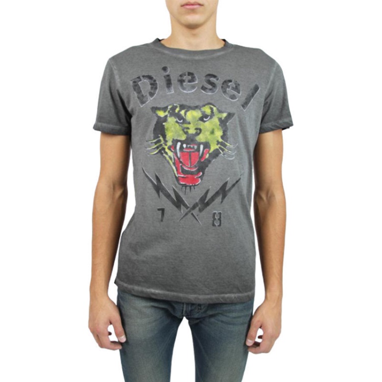 T Sons Men's T Shirts Short Sleeve Tiger Print Casual Summer Cotton Tees Diesel