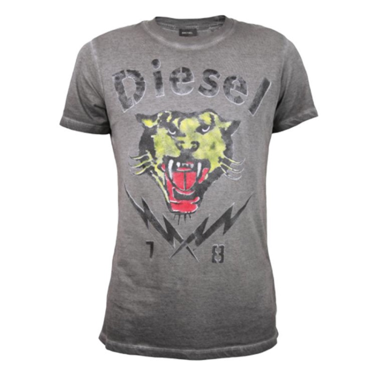 T Sons Men's T Shirts Short Sleeve Tiger Print Casual Summer Cotton Tees Diesel