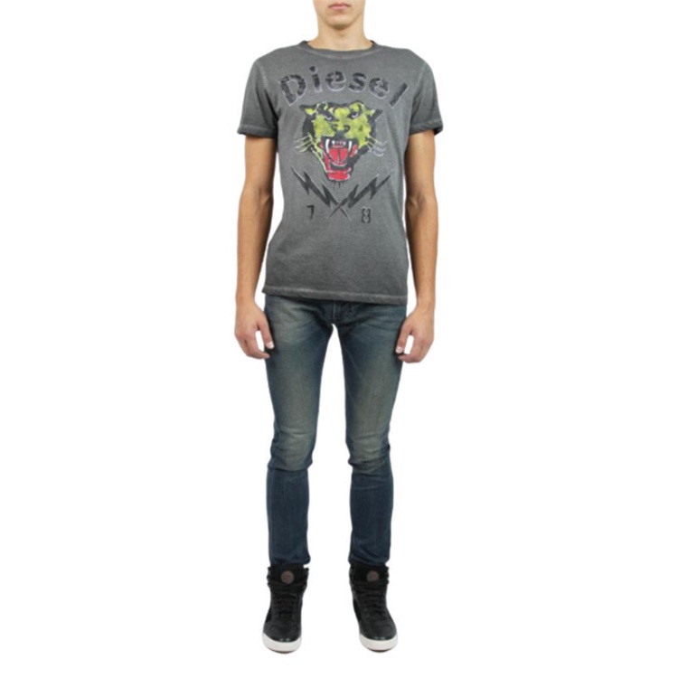 T Sons Men's T Shirts Short Sleeve Tiger Print Casual Summer Cotton Tees Diesel