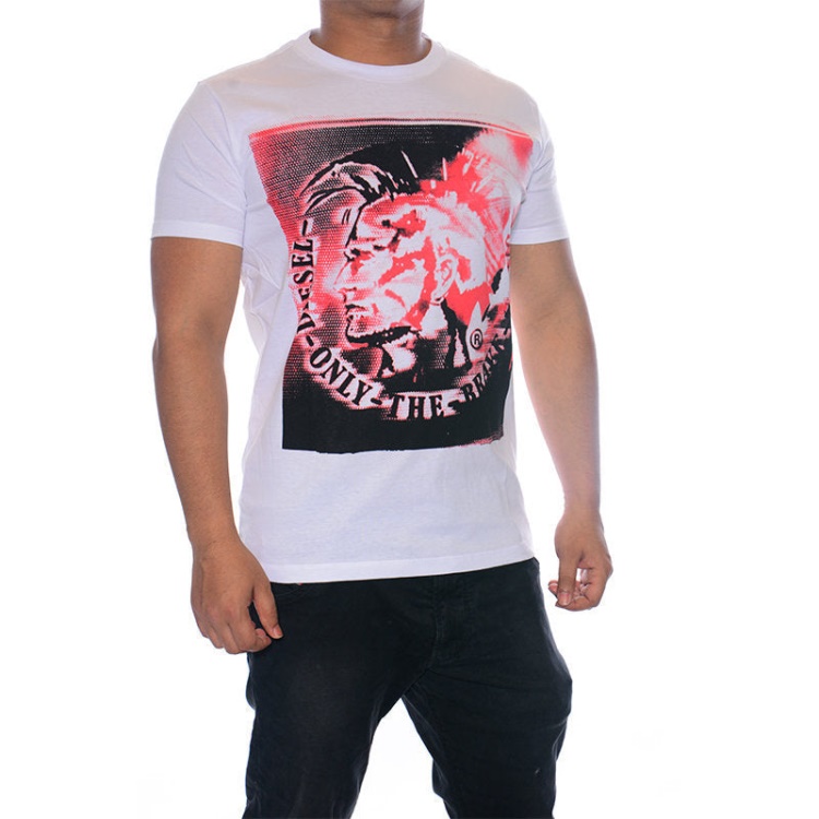 T9 Mohican 0W91B Men's T Shirt Crew Neck Short Sleeve Casual Cotton Tee Diesel