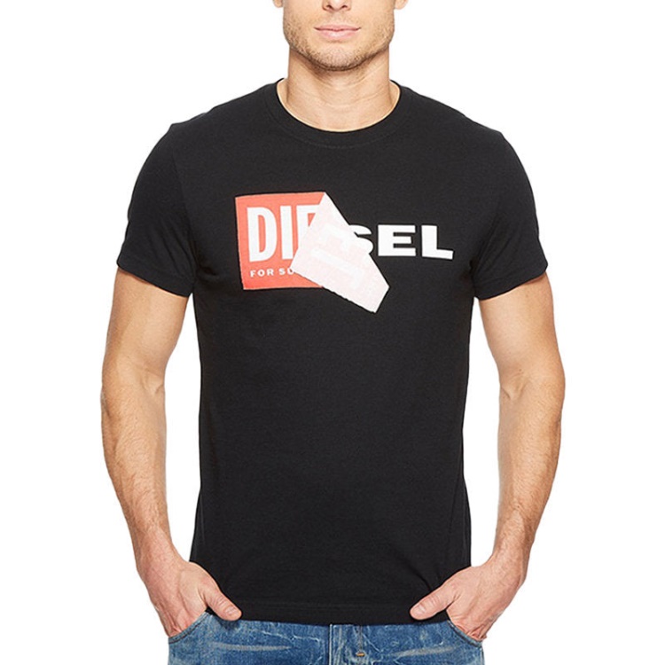 Diesel T Diego Qa Men's T-Shirt Short Sleeve Crew Neck Slim Fit Casual Black Tee
