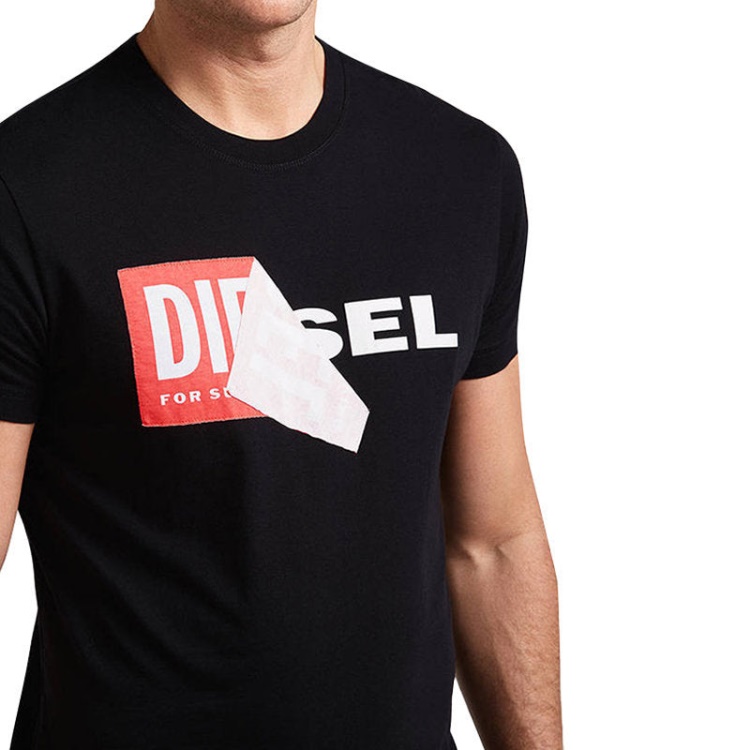 Diesel T Diego Qa Men's T-Shirt Short Sleeve Crew Neck Slim Fit Casual Black Tee