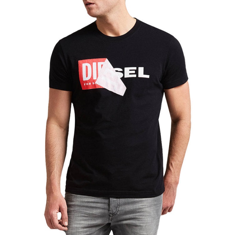 Diesel T Diego Qa Men's T-Shirt Short Sleeve Crew Neck Slim Fit Casual Black Tee