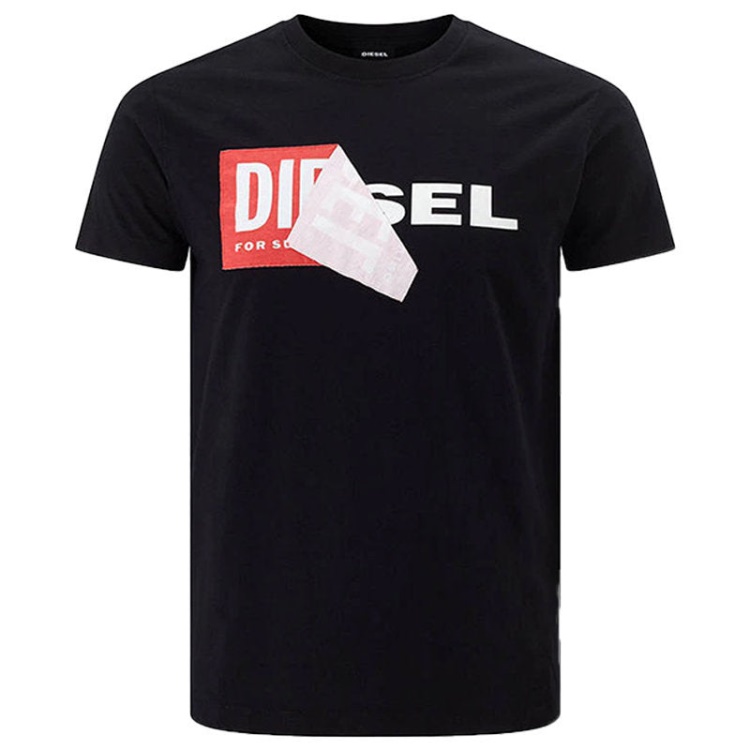 Diesel T Diego Qa Men's T-Shirt Short Sleeve Crew Neck Slim Fit Casual Black Tee