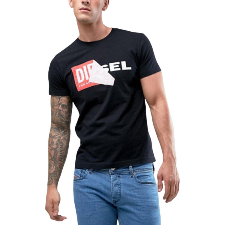 Diesel T Diego Qa Men's T-Shirt Short Sleeve Crew Neck Slim Fit Casual Black Tee