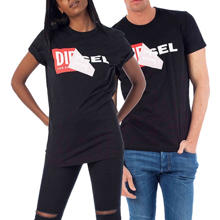 Diesel T Diego Qa Men's T-Shirt Short Sleeve Crew Neck Slim Fit Casual Black Tee