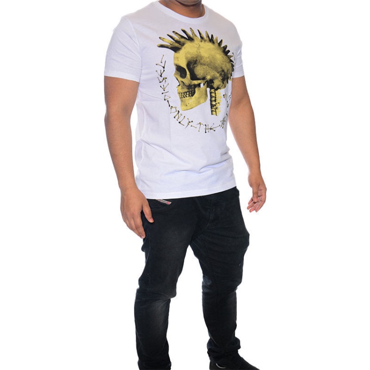 T Feddo Men's T Shirt Crew Neck Short Sleeve Cotton Mohawk Print Tee Diesel