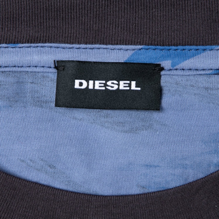 T Santa Ls Men's T-Shirt Long Sleeve Crew Neck Cotton Tee Casual Blue Tops Diesel