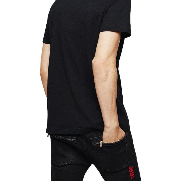 T Diego B6 Men's T-Shirt Crew Neck Short Sleeve Casual Cotton Black Tee Diesel