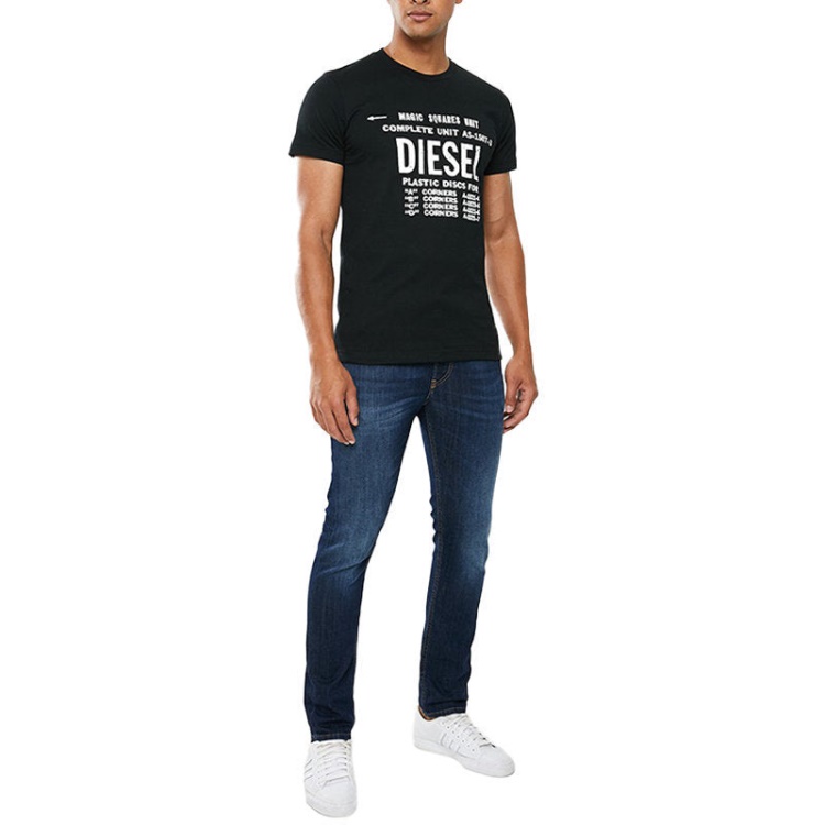 T Diego B6 Men's T-Shirt Crew Neck Short Sleeve Casual Cotton Black Tee Diesel