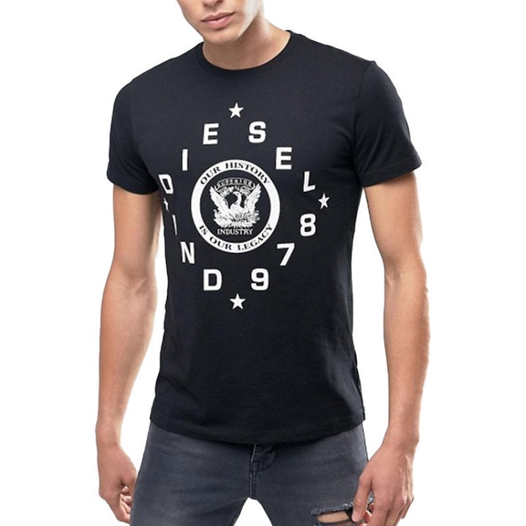 Diesel T Diego He Men's T-Shirt Crew Neck Short Sleeve Casual Black Summer Tee