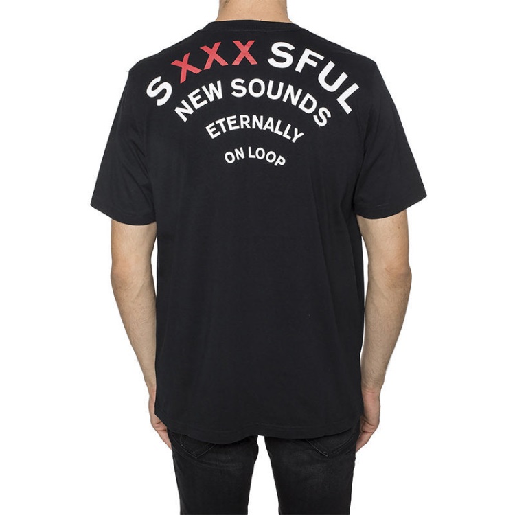 T Just Xo Men's T-Shirt Short Sleeve Crew Neck Black Top Casual Cotton Tee Diesel