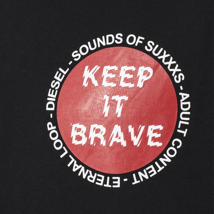 T Just Xo Men's T-Shirt Short Sleeve Crew Neck Black Top Casual Cotton Tee Diesel