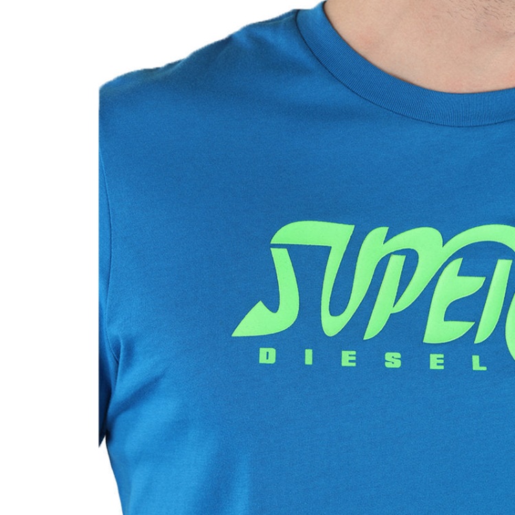 T Diego Bb Men's T-Shirt Crew Neck Short Sleeve Blue Tee Casual Cotton Top Diesel