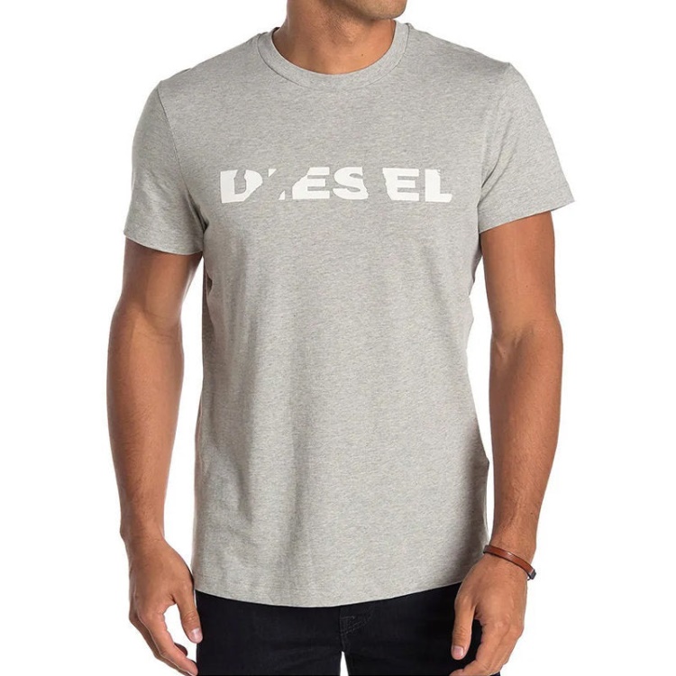 T Diego Brok Men's Grey T Shirt Short Sleeve Crew Neck Casual Cotton Tee Diesel