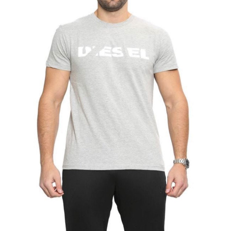 T Diego Brok Men's Grey T Shirt Short Sleeve Crew Neck Casual Cotton Tee Diesel