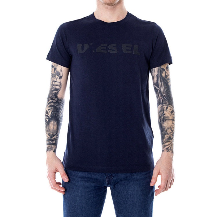 T Diego Brok Men's T Shirt Short Sleeves Crew Neck Casual Summer Tee Navy Diesel