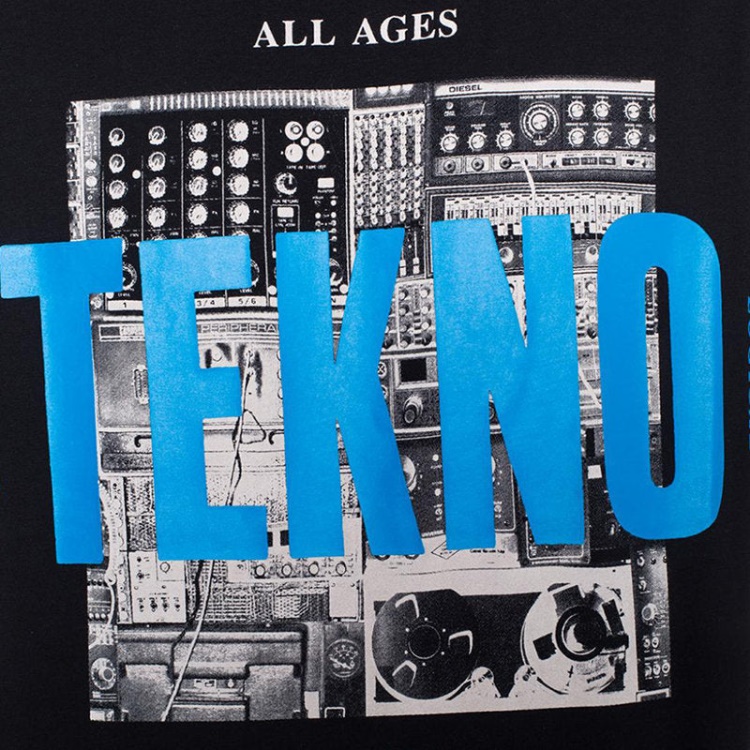 Black/Orange/White Diesel T Just Wa Men's T Shirt Short Sleeve Crew Neck Casual Cotton Tee Top Print