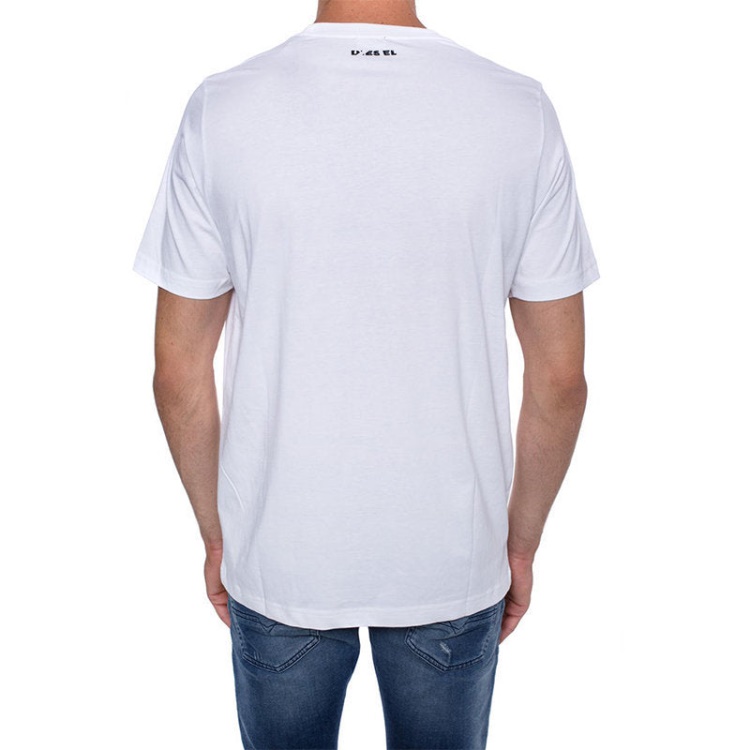 Black/Orange/White Diesel T Just Wa Men's T Shirt Short Sleeve Crew Neck Casual Cotton Tee Top Print