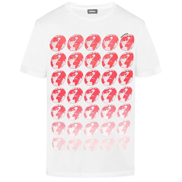 Black/White T Joe Sc Men's T Shirt Crew Neck Regular Slim Fit Casual Summer Cotton Tee Diesel