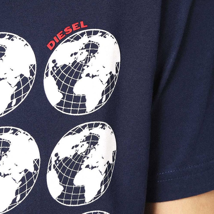 Black/White T Joe Sc Men's T Shirt Crew Neck Regular Slim Fit Casual Summer Cotton Tee Diesel