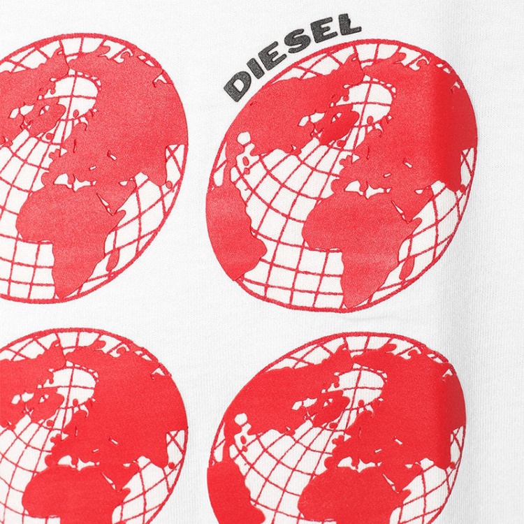 Black/White T Joe Sc Men's T Shirt Crew Neck Regular Slim Fit Casual Summer Cotton Tee Diesel