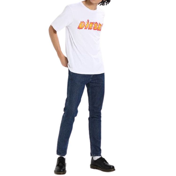 Diesel T Just Sh Men's T Shirt Crew Neck Graphic Printed Casual Summer Cotton Tee Red/Black/Blue