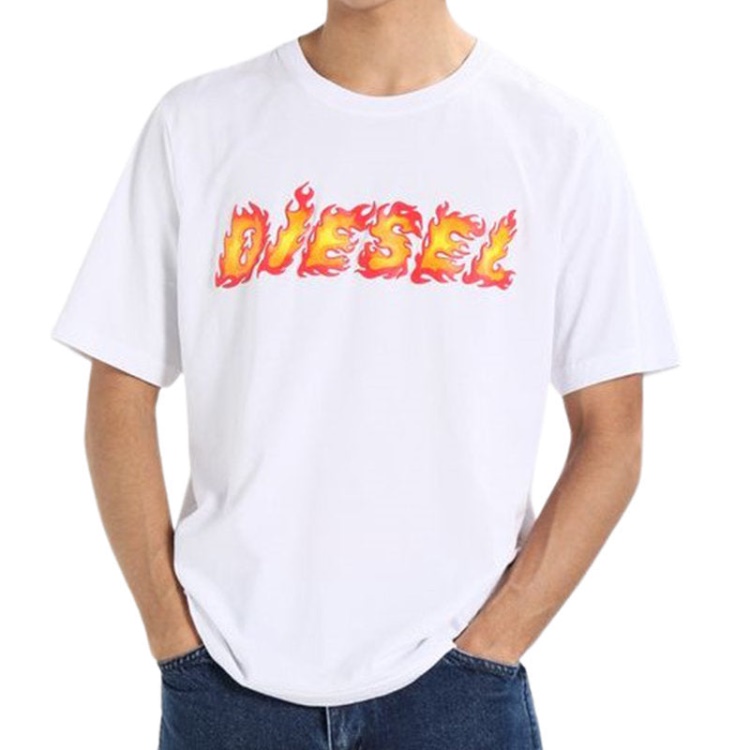 Diesel T Just Sh Men's T Shirt Crew Neck Graphic Printed Casual Summer Cotton Tee Red/Black/Blue