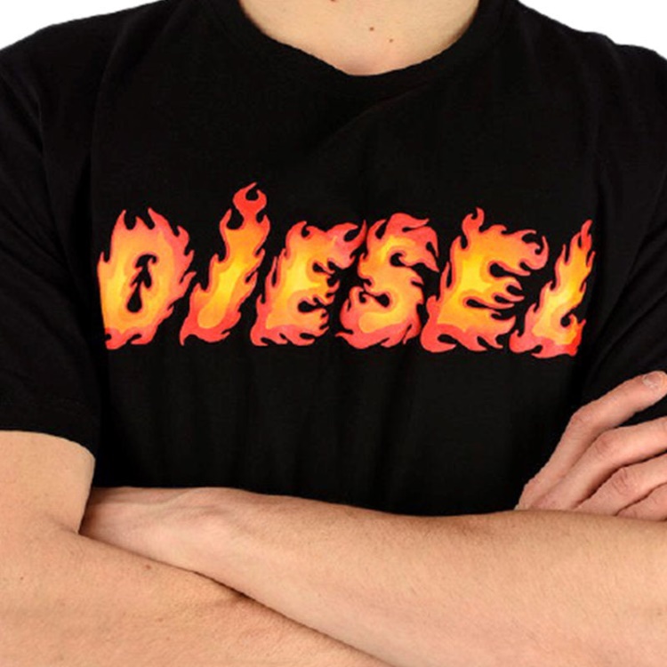 Diesel T Just Sh Men's T Shirt Crew Neck Graphic Printed Casual Summer Cotton Tee Red/Black/Blue